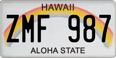 HI license plate ZMF987