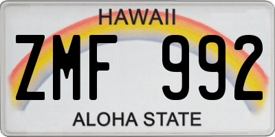 HI license plate ZMF992