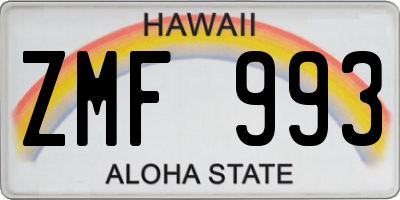 HI license plate ZMF993
