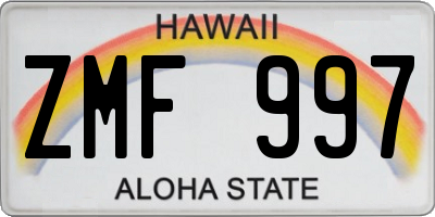 HI license plate ZMF997