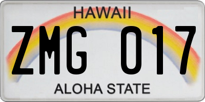 HI license plate ZMG017