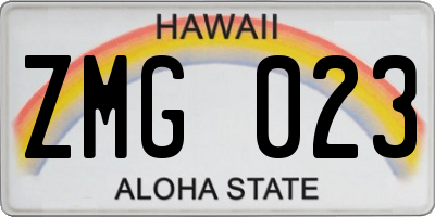 HI license plate ZMG023