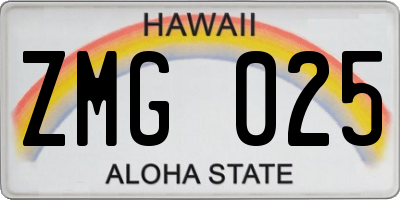 HI license plate ZMG025