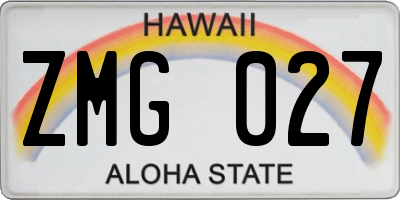 HI license plate ZMG027