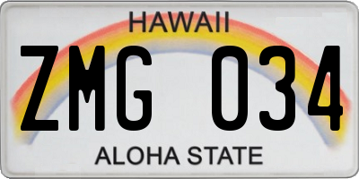 HI license plate ZMG034