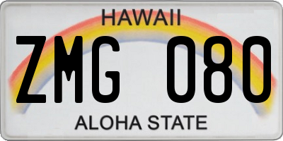 HI license plate ZMG080