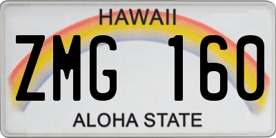 HI license plate ZMG160