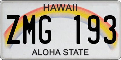 HI license plate ZMG193