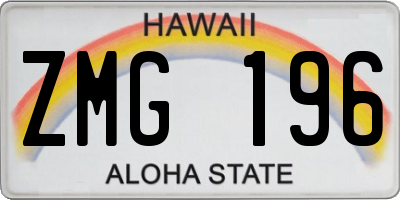 HI license plate ZMG196