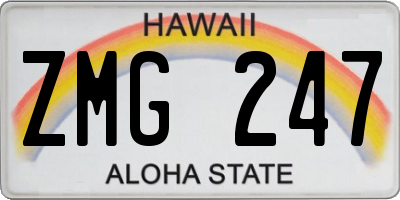 HI license plate ZMG247