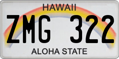 HI license plate ZMG322