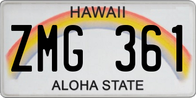 HI license plate ZMG361