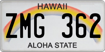 HI license plate ZMG362