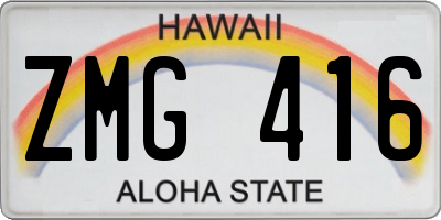 HI license plate ZMG416
