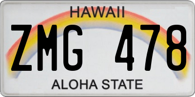 HI license plate ZMG478