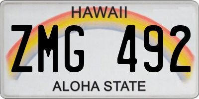 HI license plate ZMG492