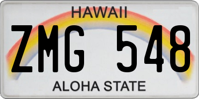 HI license plate ZMG548