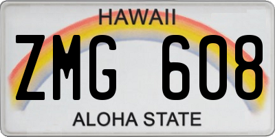 HI license plate ZMG608