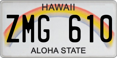HI license plate ZMG610