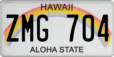 HI license plate ZMG704