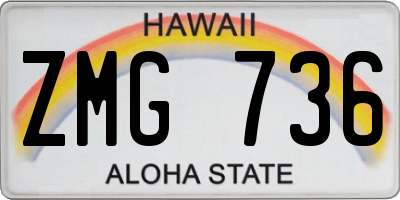 HI license plate ZMG736
