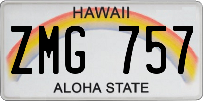 HI license plate ZMG757