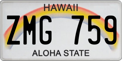 HI license plate ZMG759