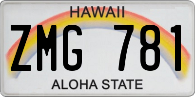 HI license plate ZMG781