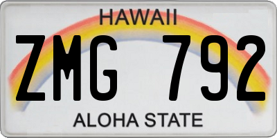 HI license plate ZMG792