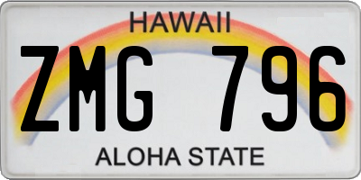 HI license plate ZMG796