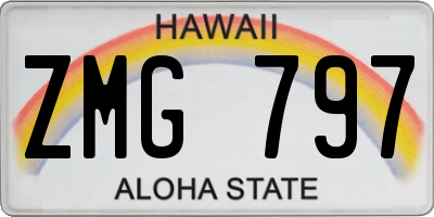 HI license plate ZMG797