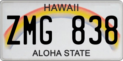 HI license plate ZMG838