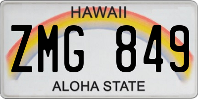 HI license plate ZMG849
