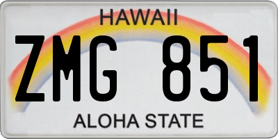 HI license plate ZMG851