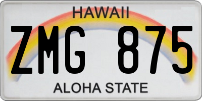 HI license plate ZMG875