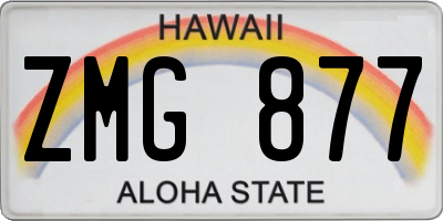 HI license plate ZMG877