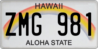 HI license plate ZMG981