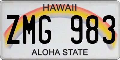 HI license plate ZMG983