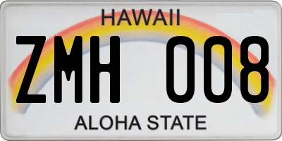 HI license plate ZMH008