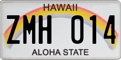 HI license plate ZMH014