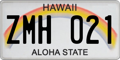 HI license plate ZMH021