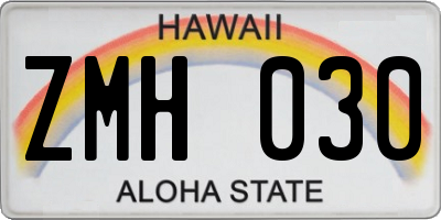 HI license plate ZMH030