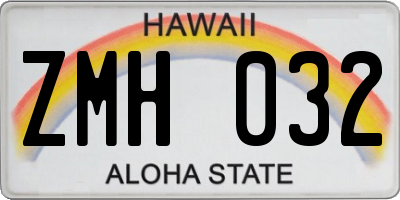 HI license plate ZMH032