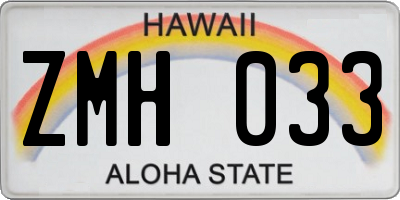 HI license plate ZMH033