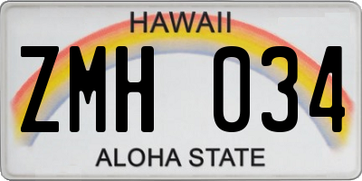 HI license plate ZMH034