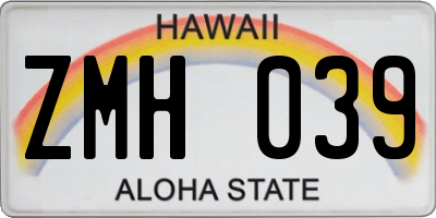 HI license plate ZMH039