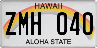 HI license plate ZMH040