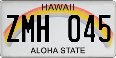 HI license plate ZMH045