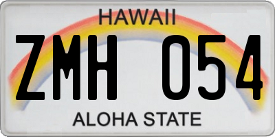 HI license plate ZMH054