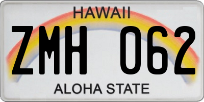 HI license plate ZMH062
